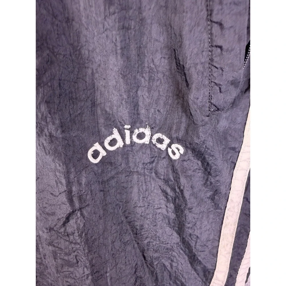 Adidas Track Pants Mens XL Black 3 Stripe‎ Nylon Zip Ankle Vintage 90's